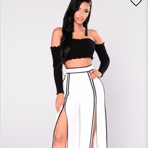Catalina Wide Split Pants - White/Black